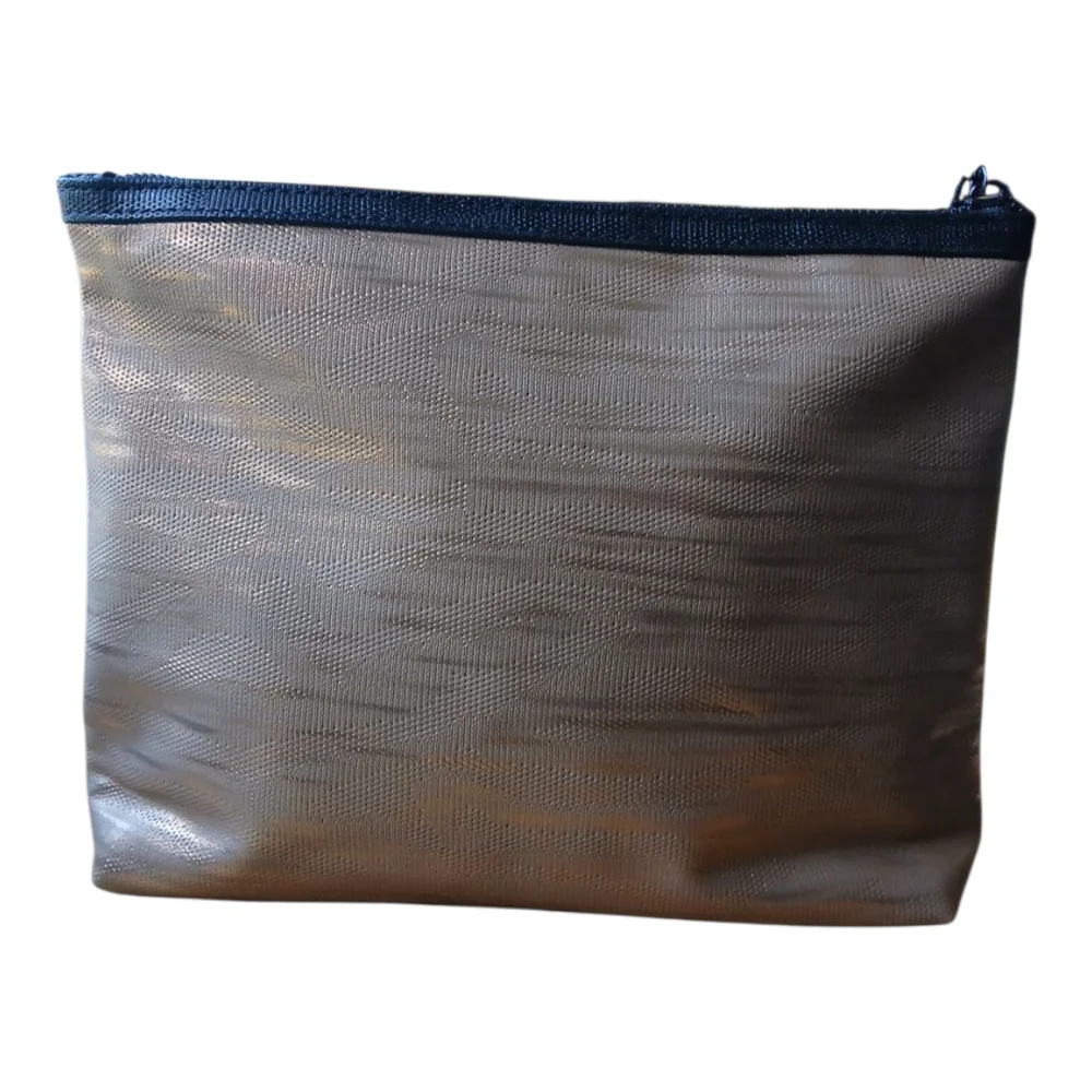 Lancome Silver Cosmetic‎ Bag with Blue Zipper